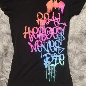 Batman Medium Real Heroes Never Die Bright Baby Tee